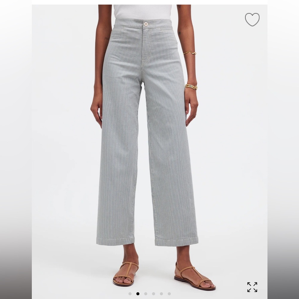 Madewell Emmett wide leg cropped pants in faded river stripe